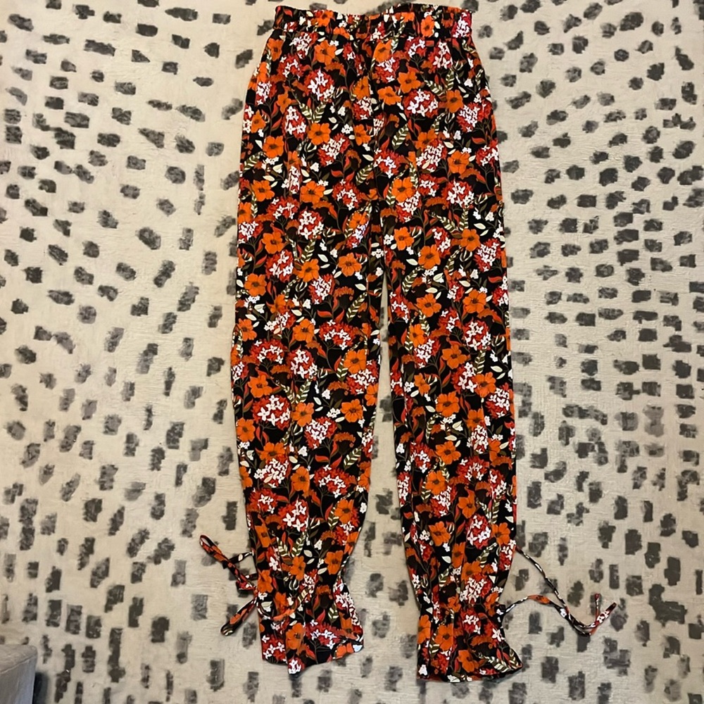 elastic waist floral pants